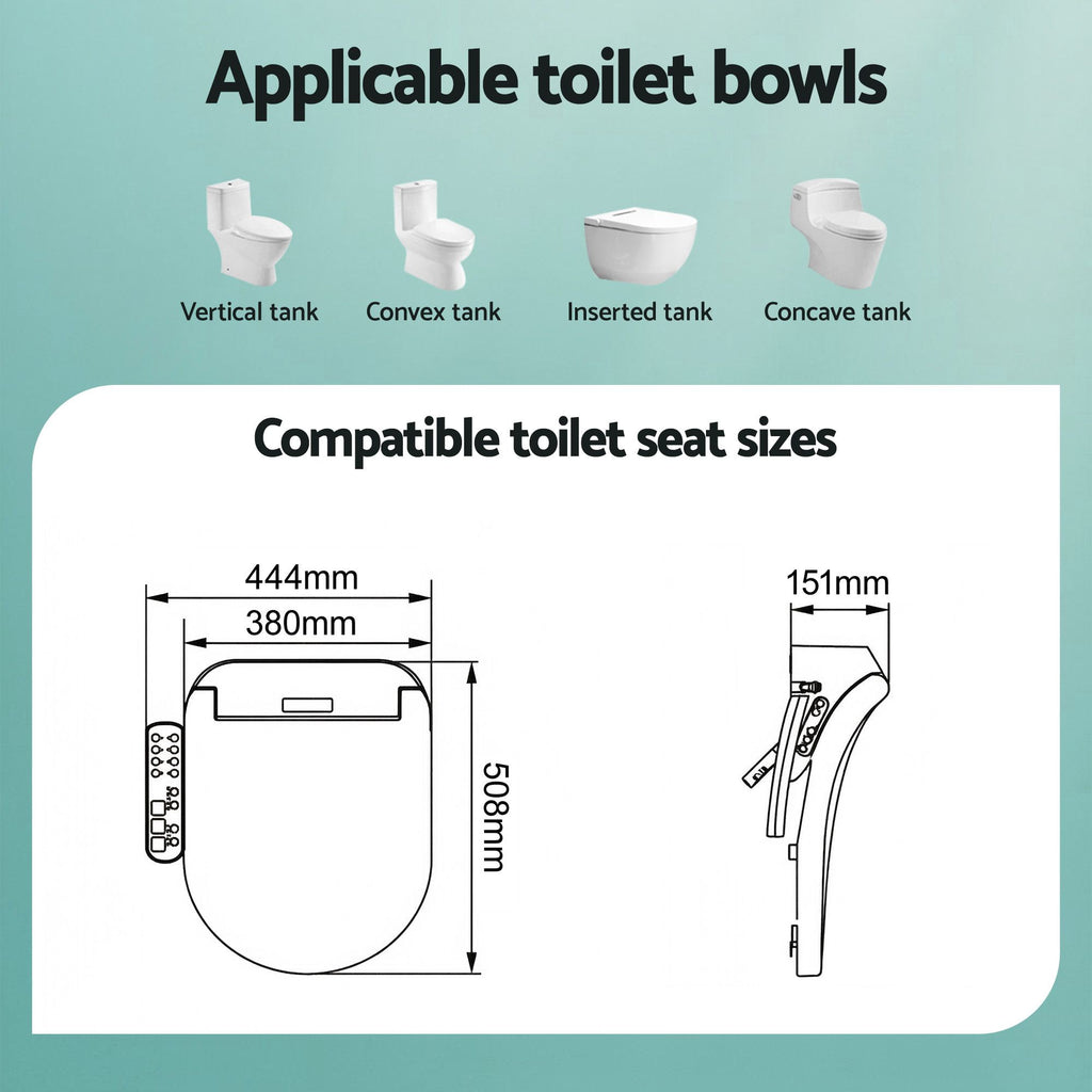 Cefito Smart Electric Bidet Toilet Seat Cover D-Shape SIAA Material Certified
