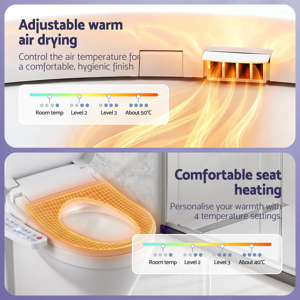Cefito Electric Bidet Toilet Seat Cover Heated Warm Water Dryer LED Night Light