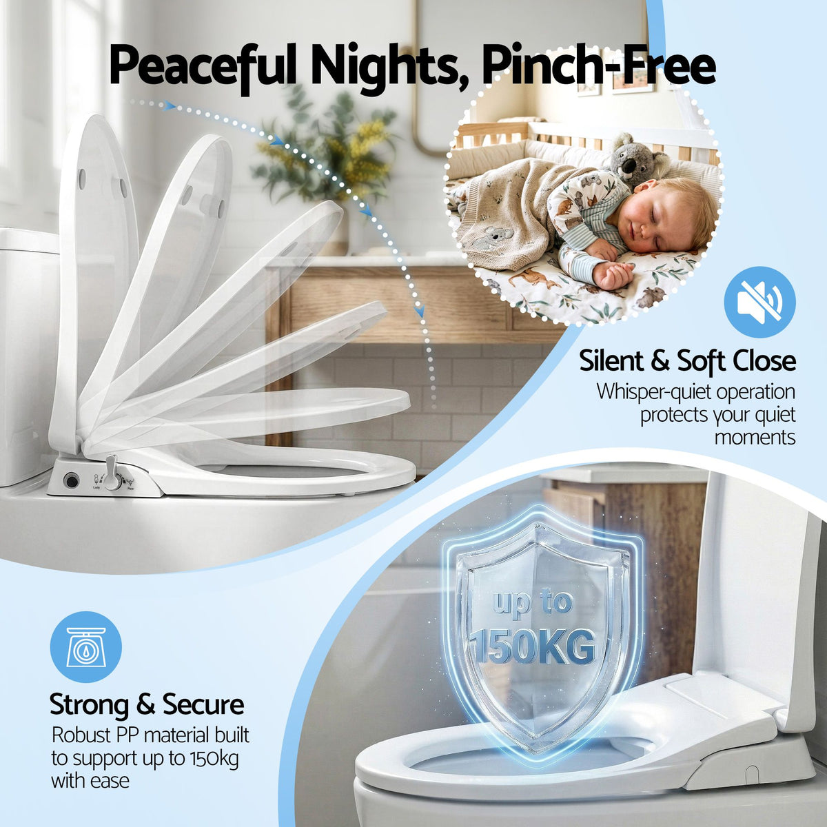 Cefito Non Electric Bidet Toilet Seat D-Shape Dual Nozzle Soft Close WaterMark DIY
