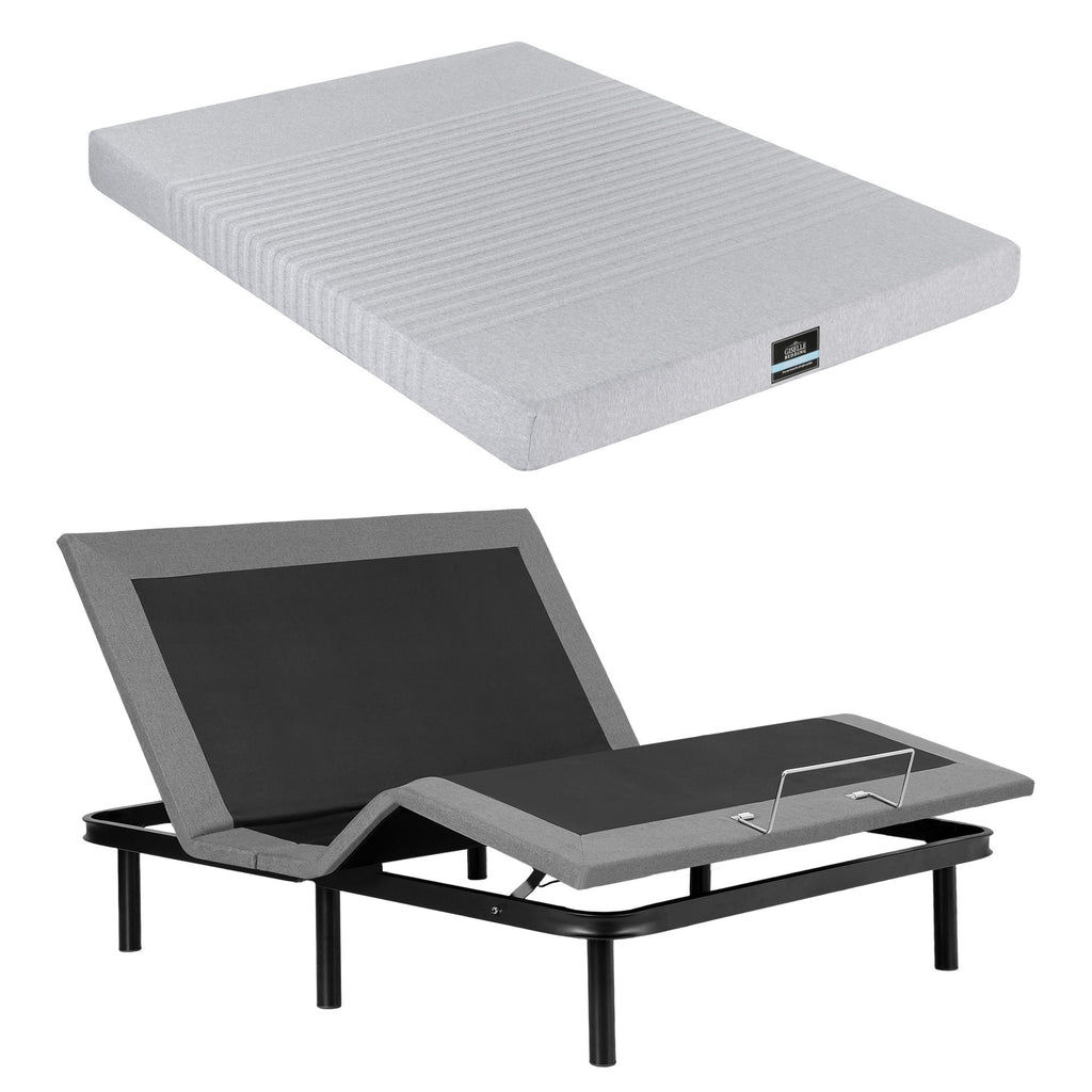 Artiss Queen Bed Frame and Giselle Bedding Queen Memory Foam Mattress Set, Electric Bed Base with Zero Gravity & 7 Zone Cooling Comfort for Back Pain Relief, Black & Grey, 15cm Thickness