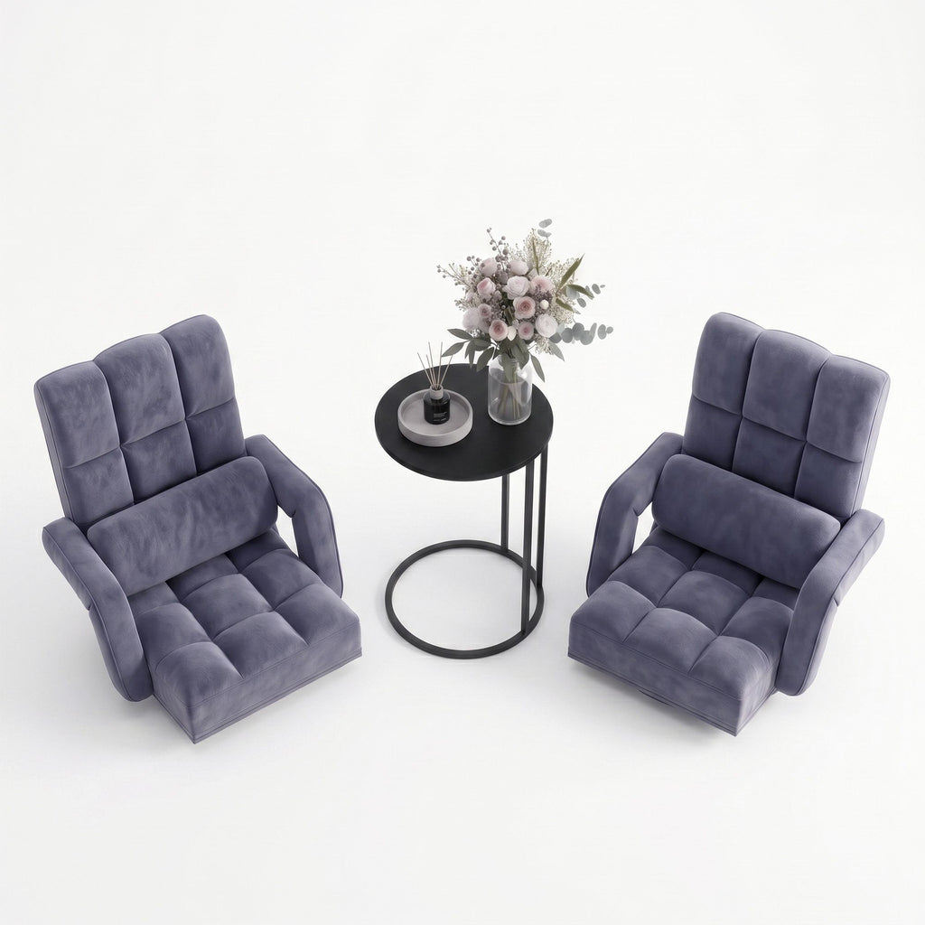 Artiss Floor Sofa Chair & Coffee Table Set, Swivel Lounge Recliner Side Tables