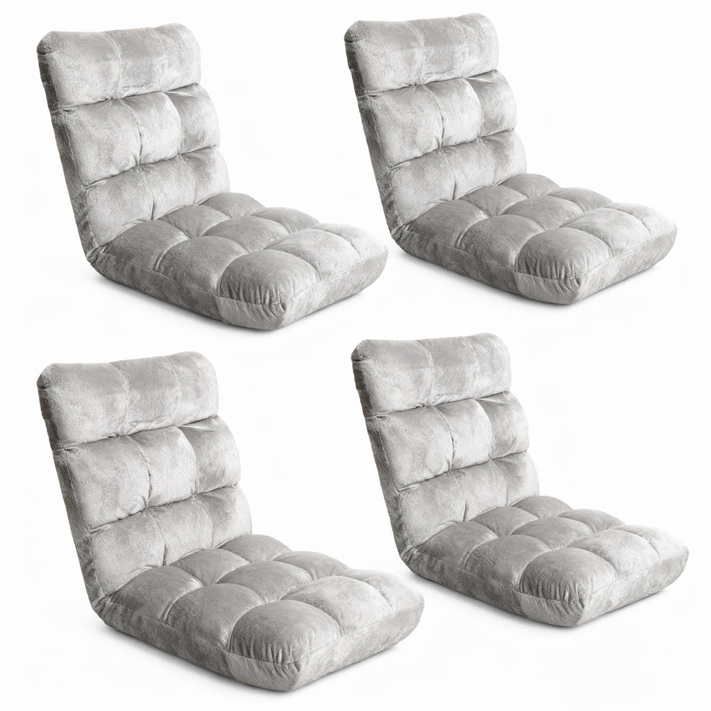 Artiss 4X Lounge Sofa Bed Flannel Fabric Grey