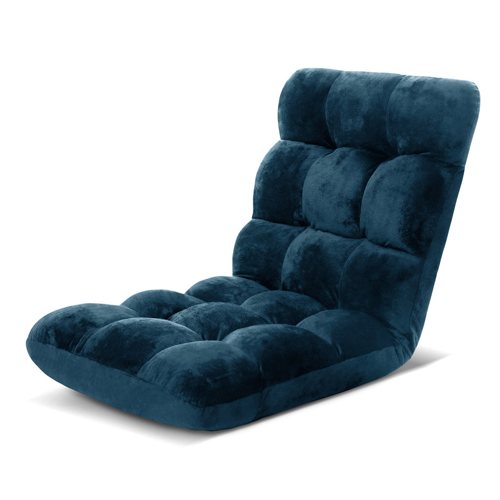 Artiss Floor Lounge Sofa Bed Flannel Fabric Navy