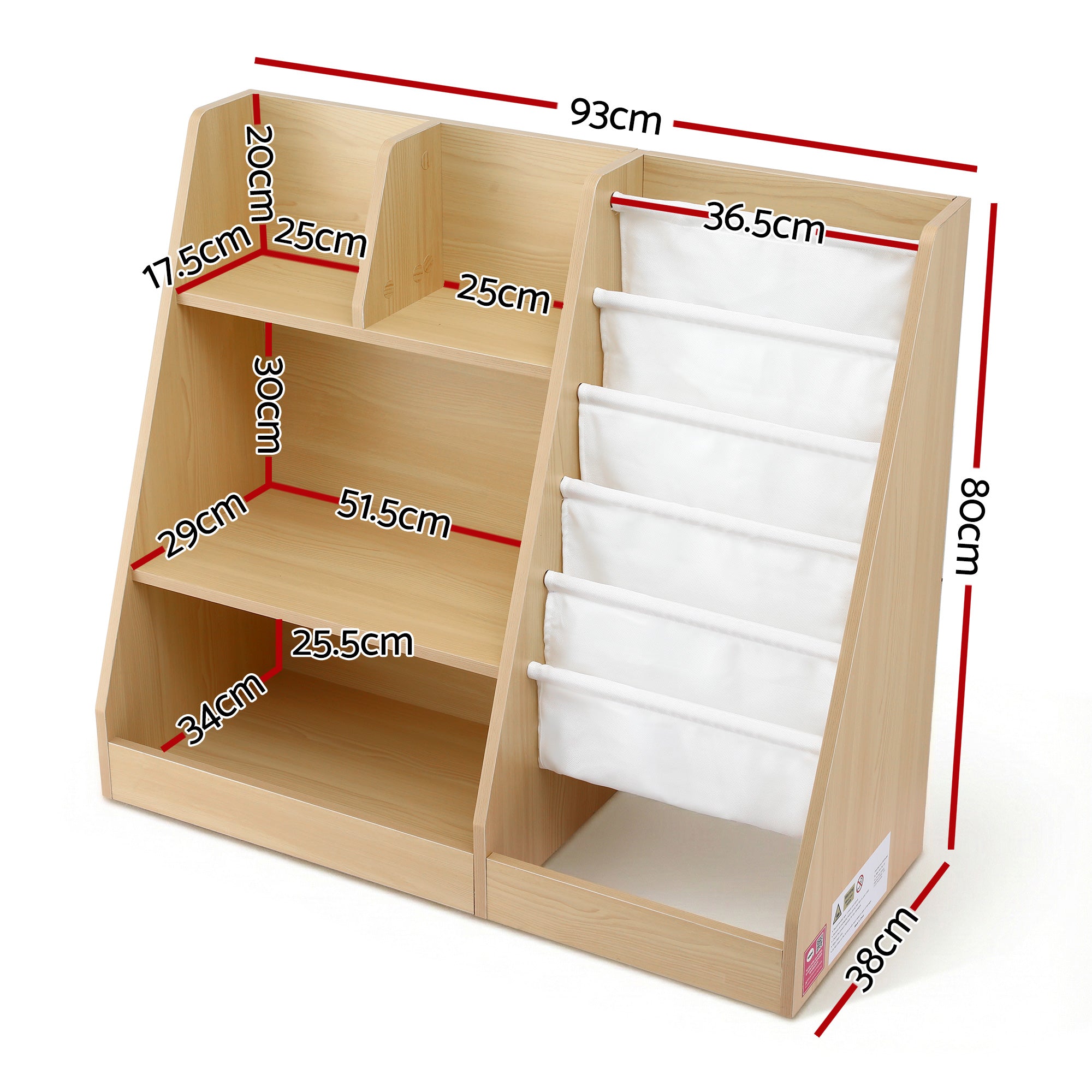 Keezi Kids Bookshelf Wood Bookcase Children Storage Rack Display Shelves Holder