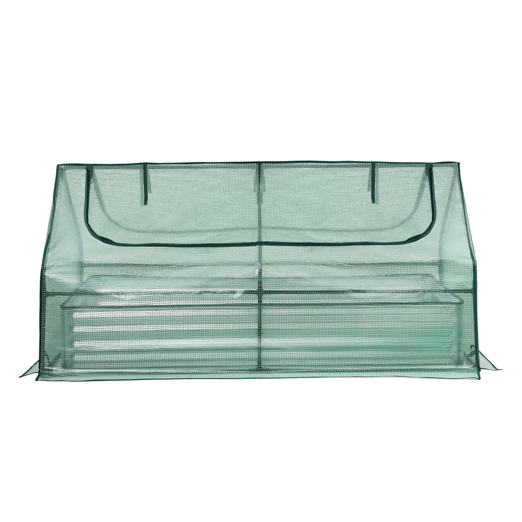 Green Fingers Raised Garden Bed with Greenhouse 3 in 1 Galvanised Planter Box Kit
