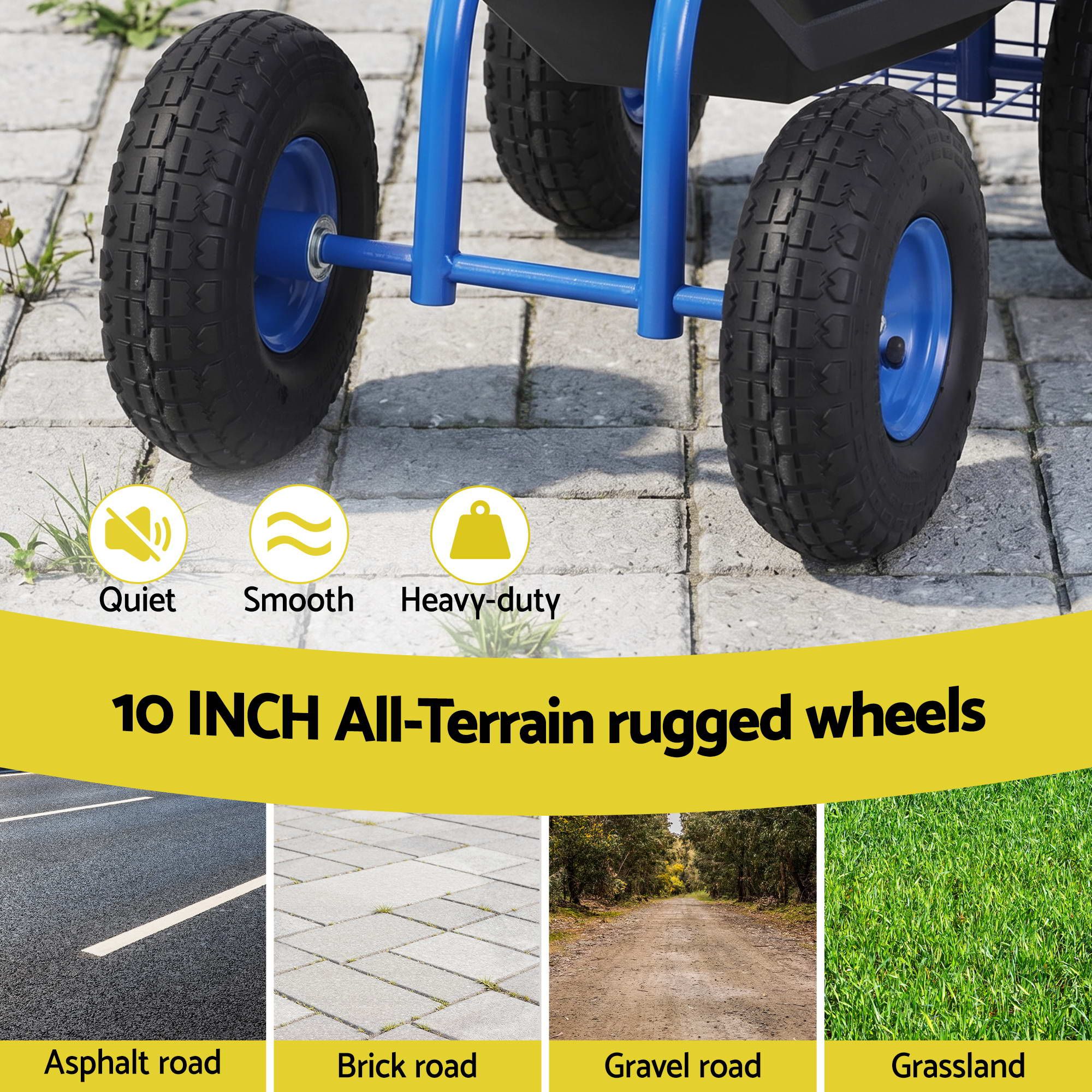 Gardeon Garden Seat with Wheels 360 Swivel Adjustable Height Rolling Stool 150kg