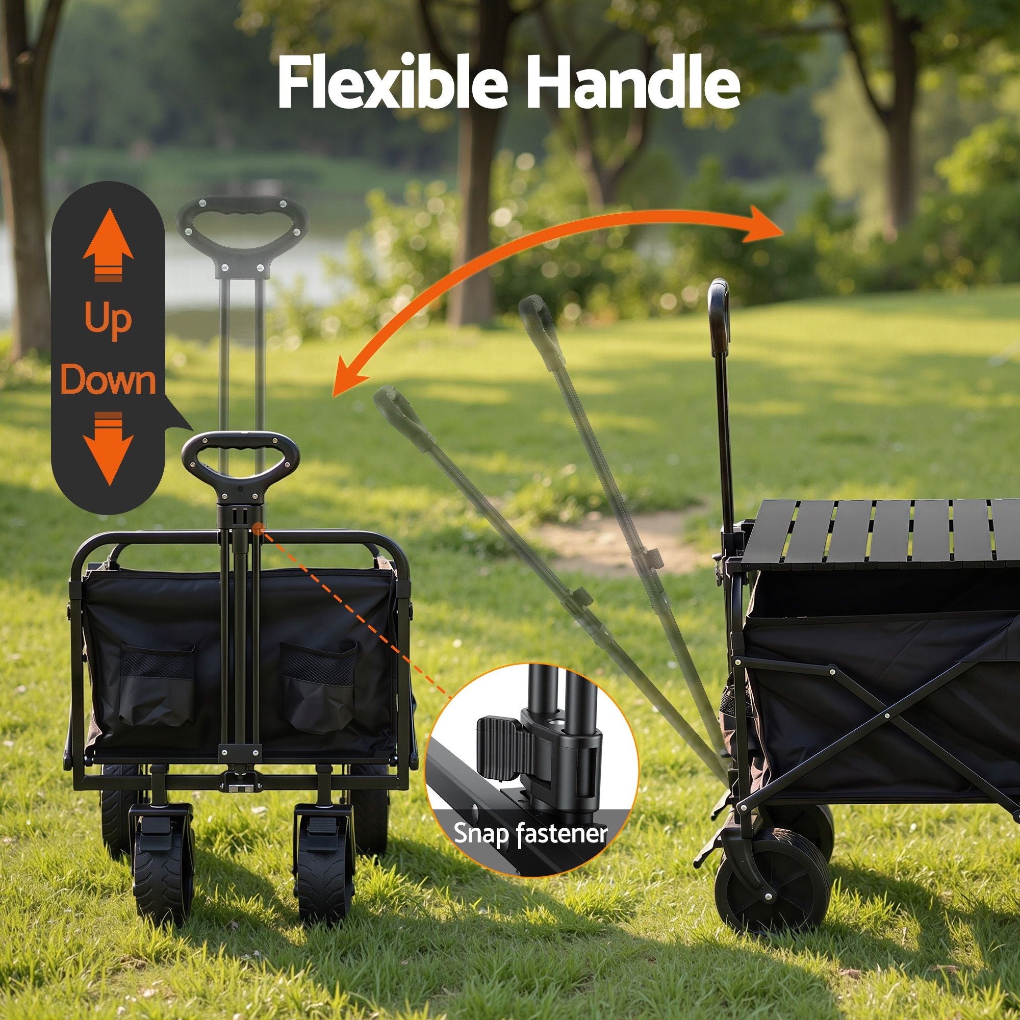 Gardeon Folding Camping Wagon Heavy Duty Utility Cart with Tailgate Table 150L