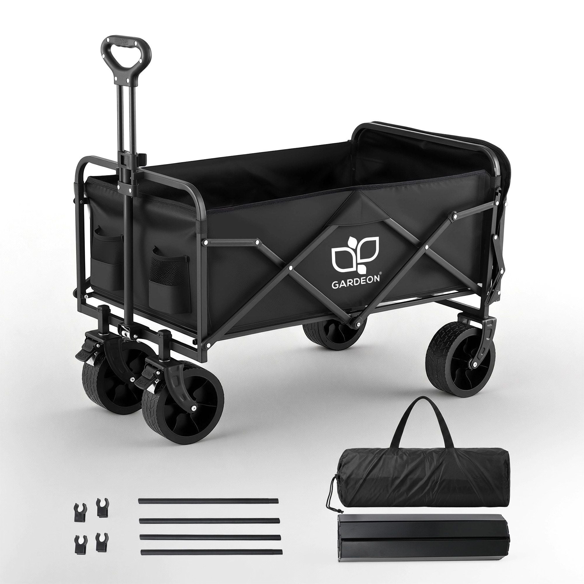 Gardeon Folding Camping Wagon Heavy Duty Utility Cart with Tailgate Table 150L