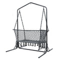 Gardeon Hammock Chair with Stand Macrame Outdoor Garden 2 Seater Grey