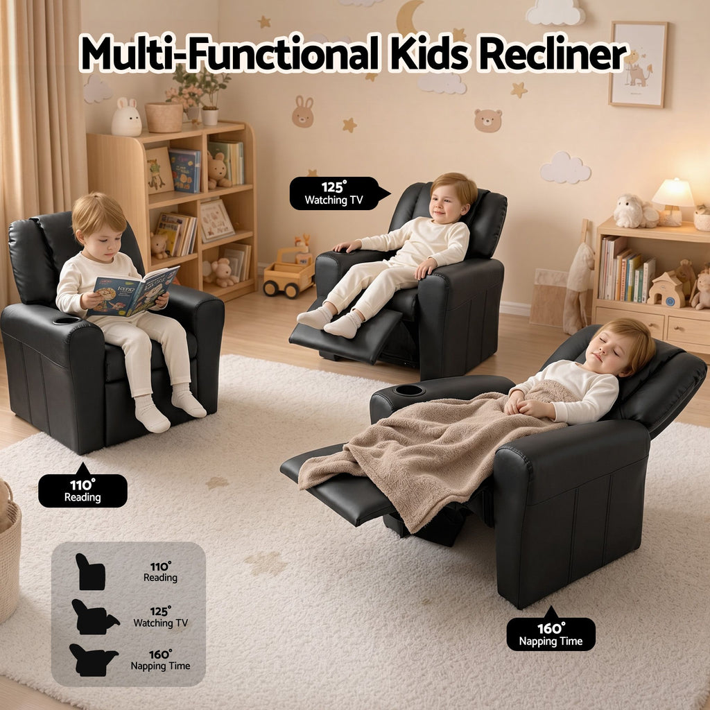 Keezi Kids Recliner Chair PU Leather Sofa Lounge Couch Children Armchair