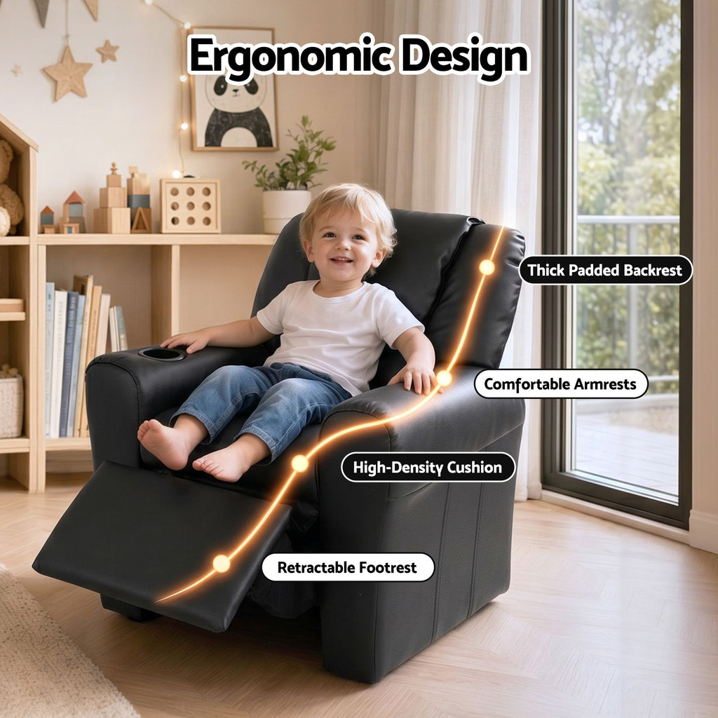 Keezi Kids Recliner Chair PU Leather Sofa Lounge Couch Children Armchair