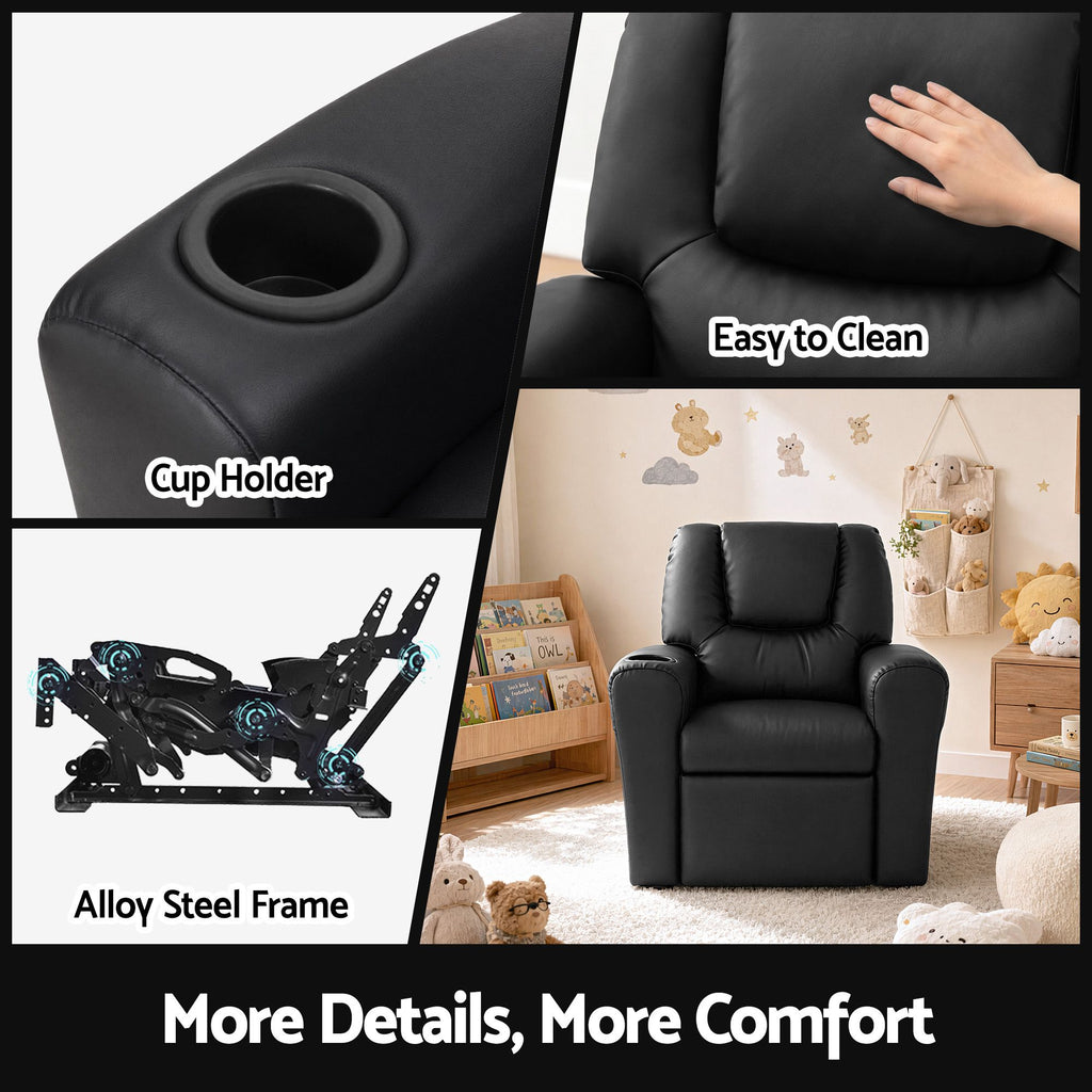 Keezi Kids Recliner Chair PU Leather Sofa Lounge Couch Children Armchair