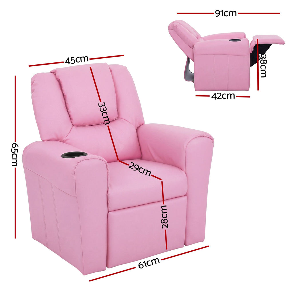 Keezi Kids Recliner Chair PU Leather Sofa Lounge Couch Children Armchair