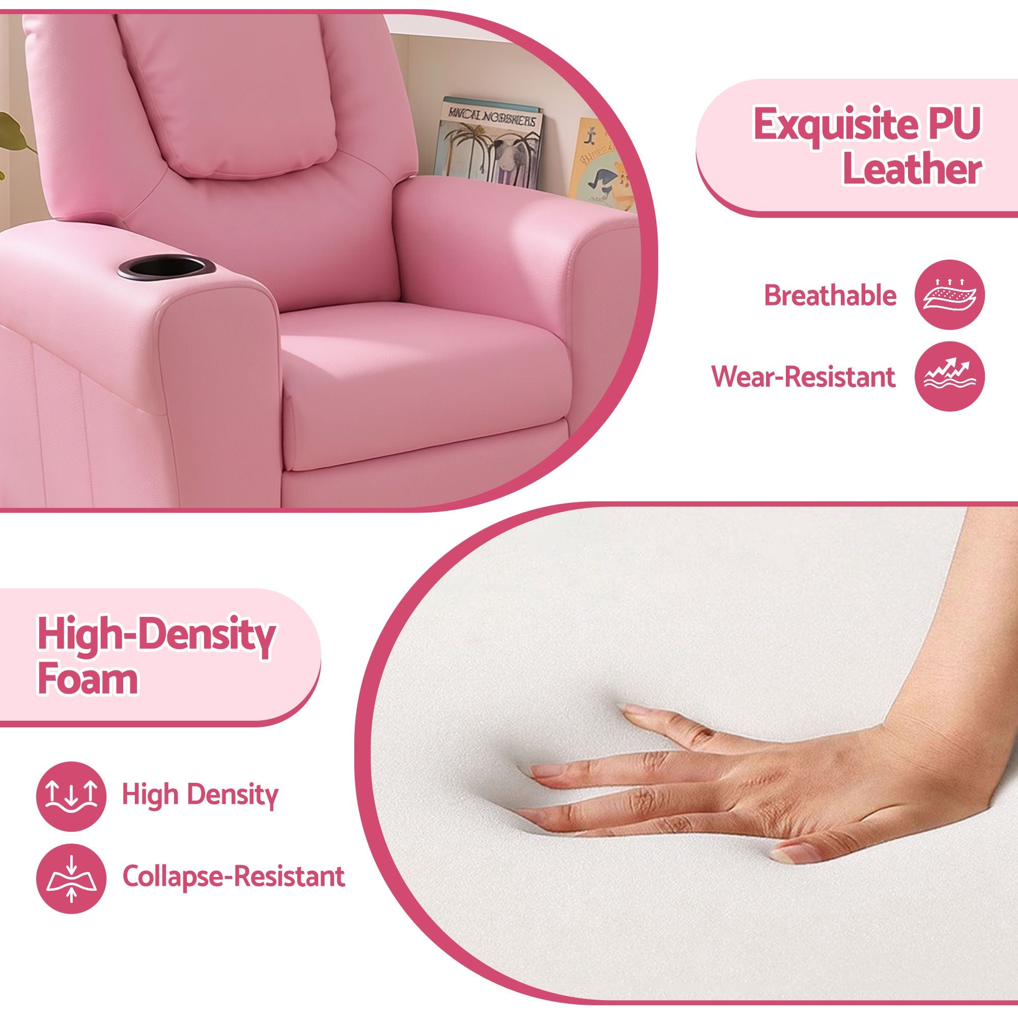 Keezi Kids Recliner Chair PU Leather Sofa Lounge Couch Children Armchair