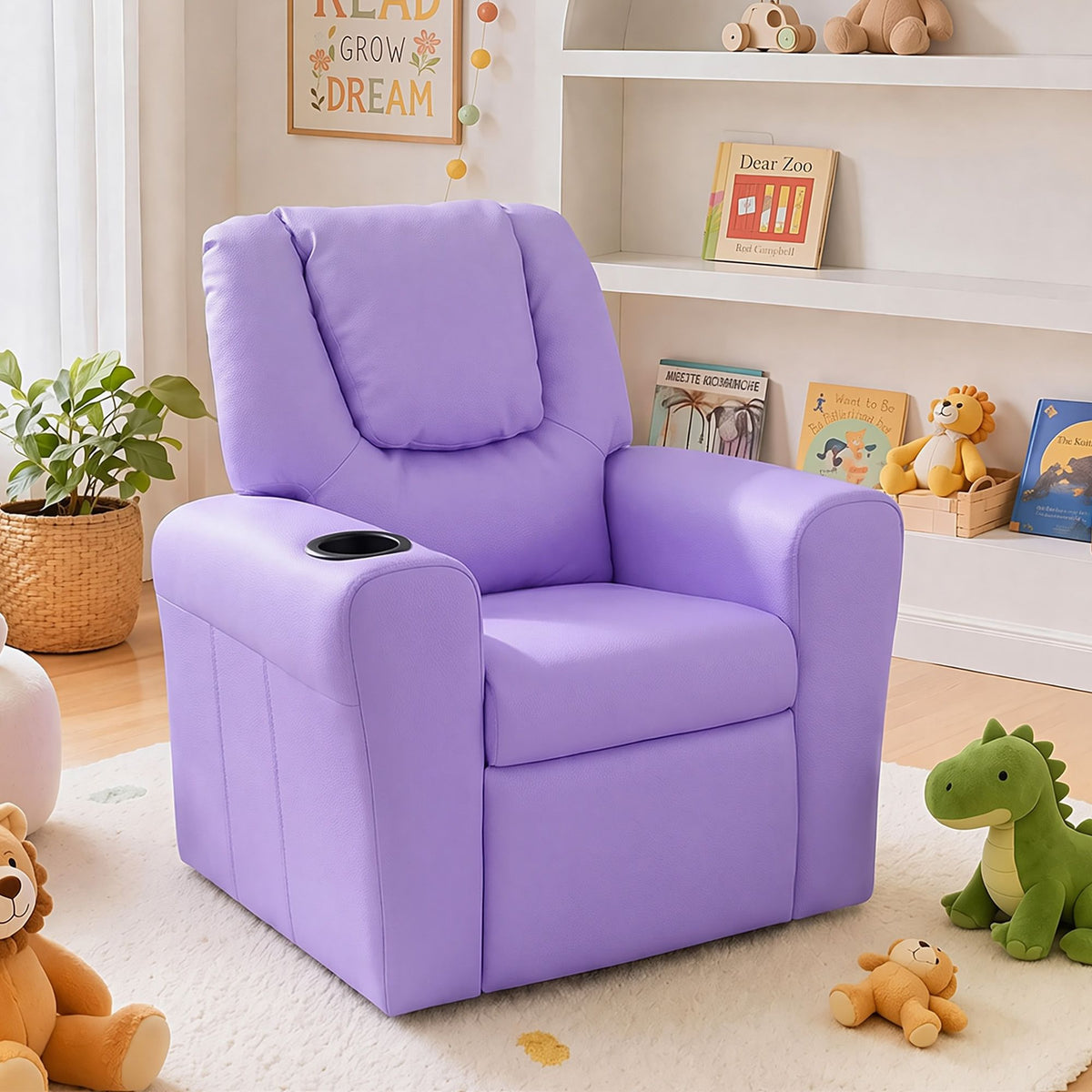 Keezi Kids Recliner Chair PU Leather Sofa Lounge Couch Children Armchair Purple