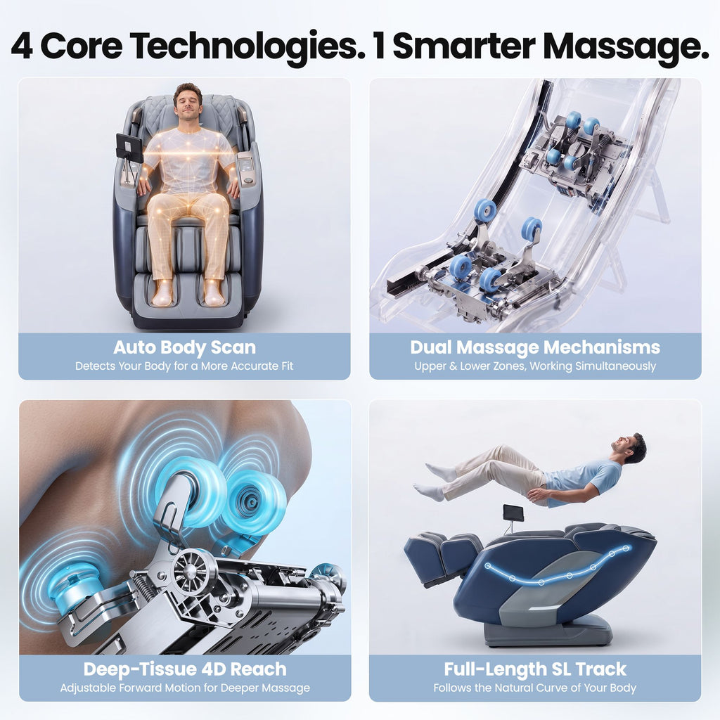 Livemor 4D Massage Chair Double Core SL Track Recliner Full Body Zero Gravity Heat Body Scan Melisa