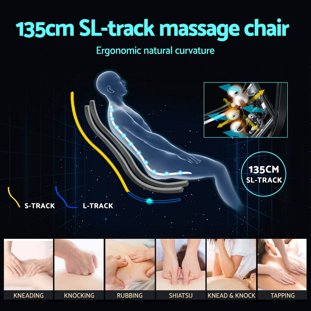 Livemor Massage Chair Electric Recliner Double Core Mechanism Massager ROWA White