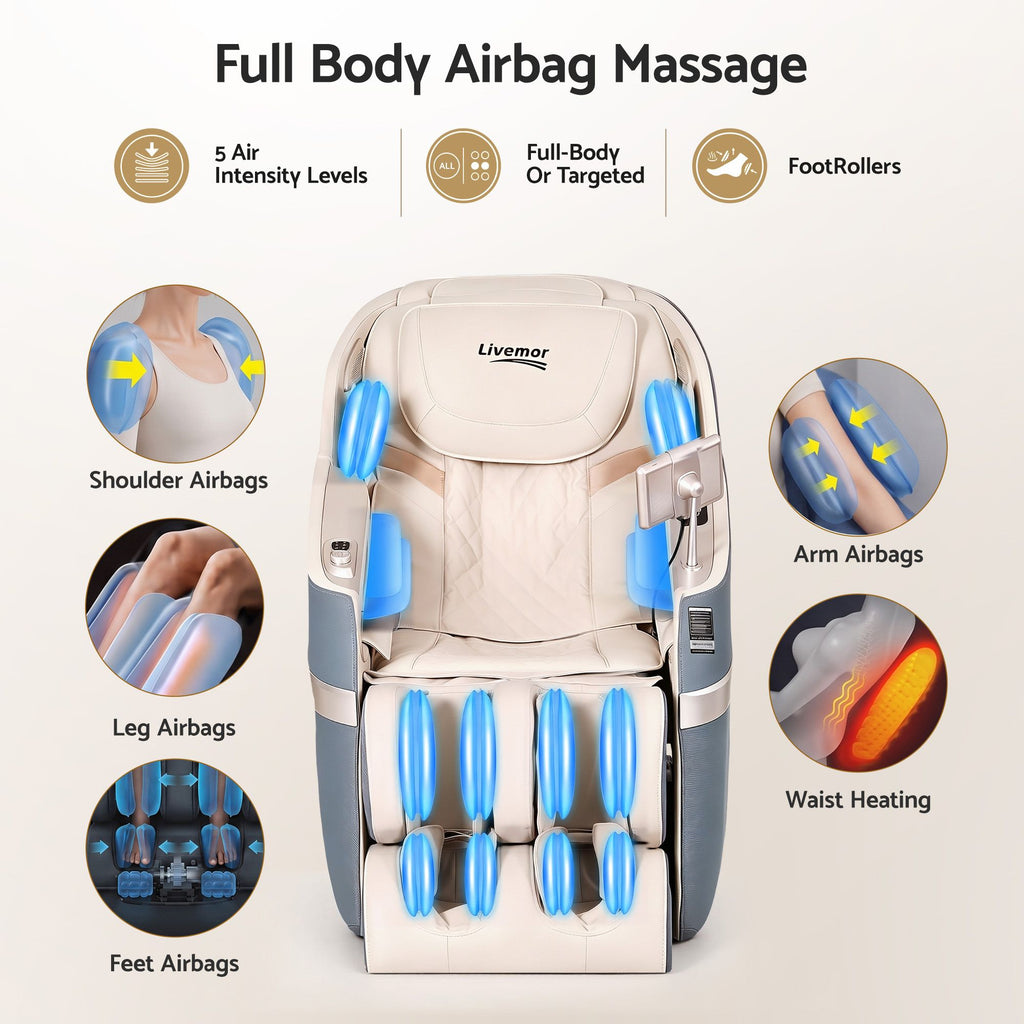Livemor Elite 4D Massage Chair E1 Full Body Zero Gravity Recliner SL Track AI Body Scan