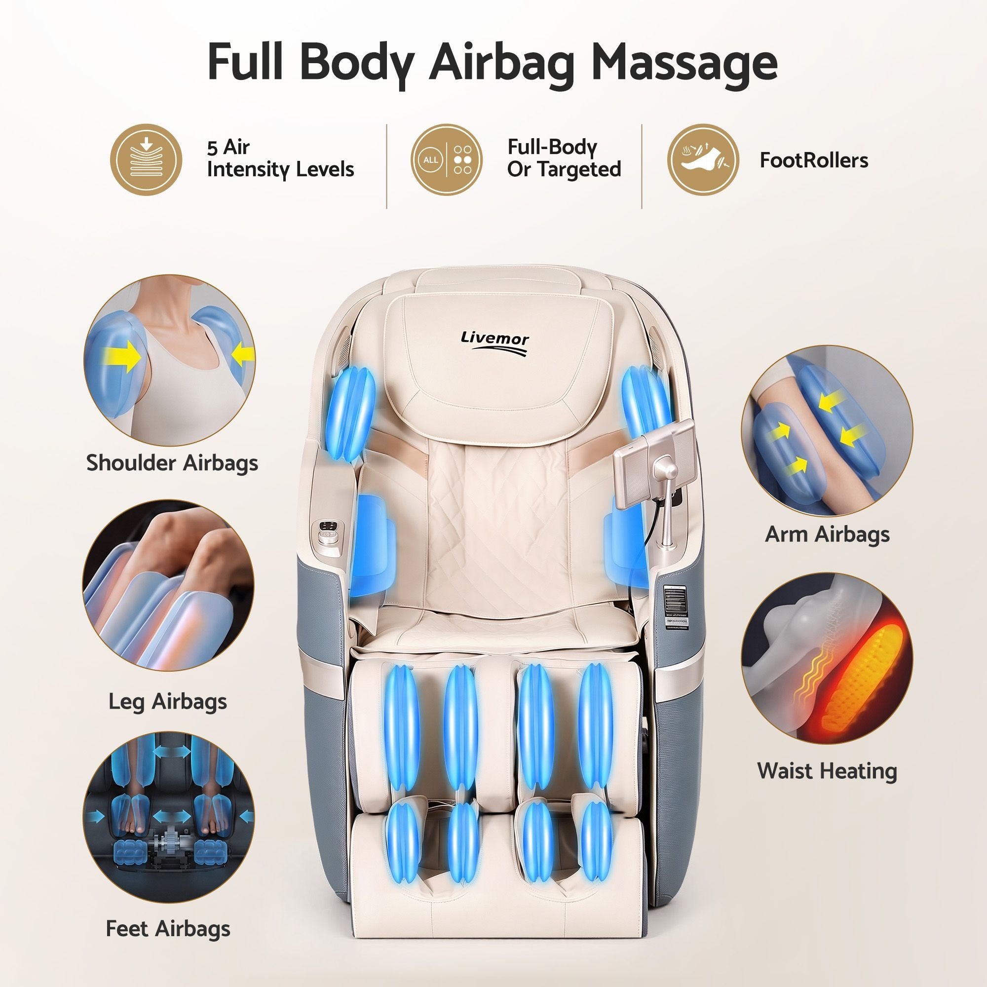 Livemor Elite 4D Massage Chair E1 Full Body Zero Gravity Recliner SL Track AI Body Scan