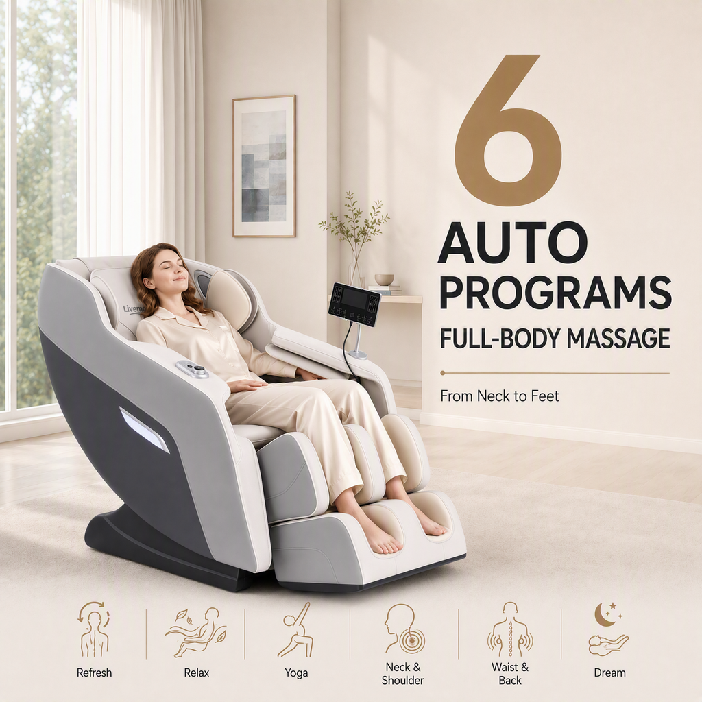 Livemor Flex Massage Chair Full Body Zero Gravity with Heat Recliner Home Massager Brisa