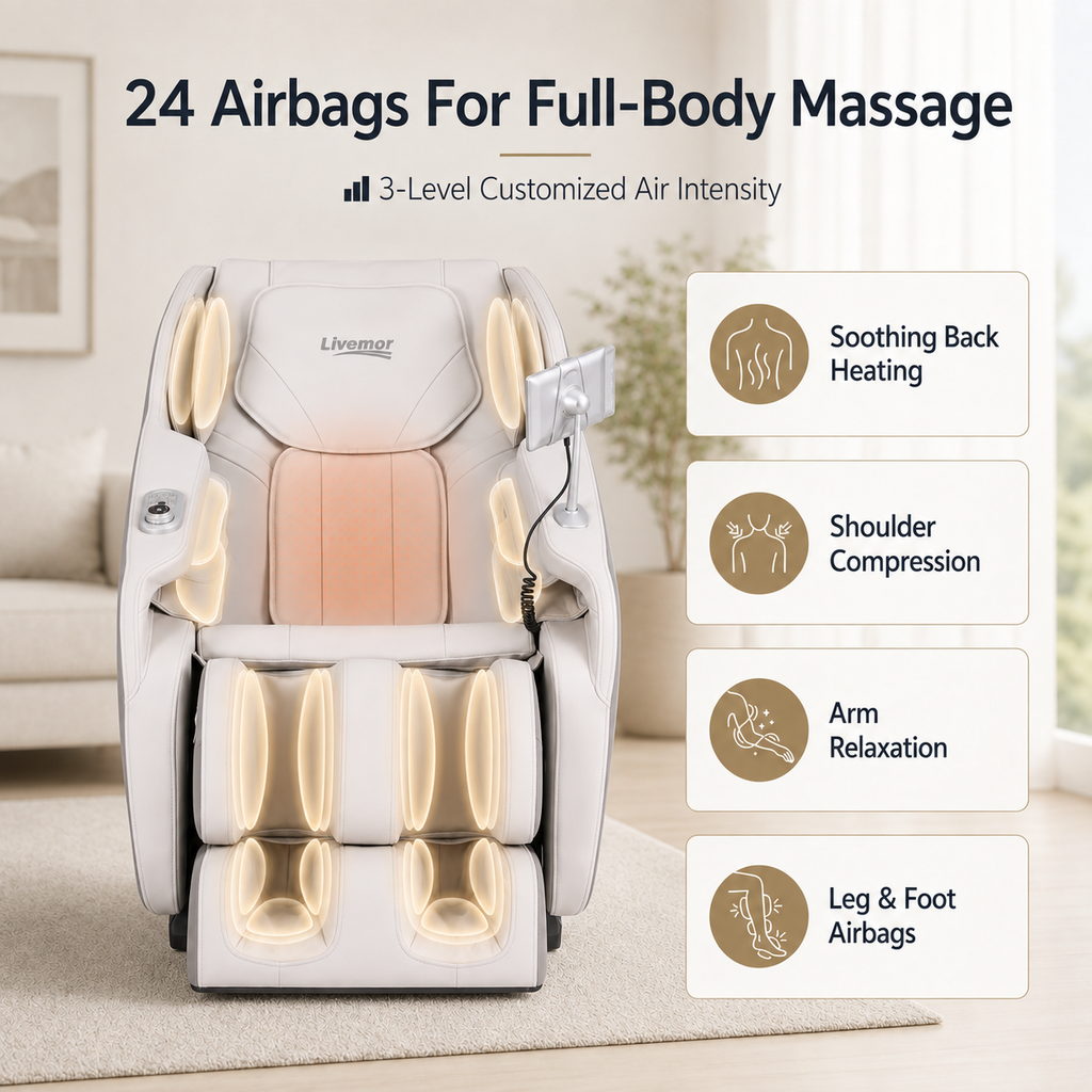 Livemor Flex Massage Chair Full Body Zero Gravity with Heat Recliner Home Massager Brisa