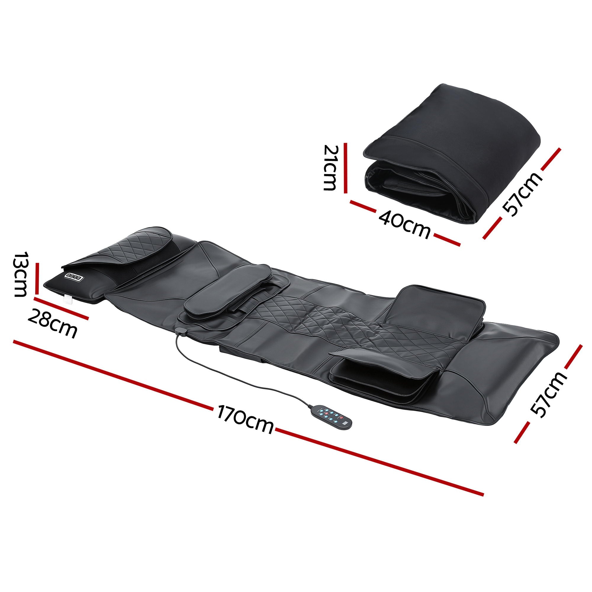 Livemor Massage Mat Heated Kneading Neck Massager Lumbar Airbag Stretch