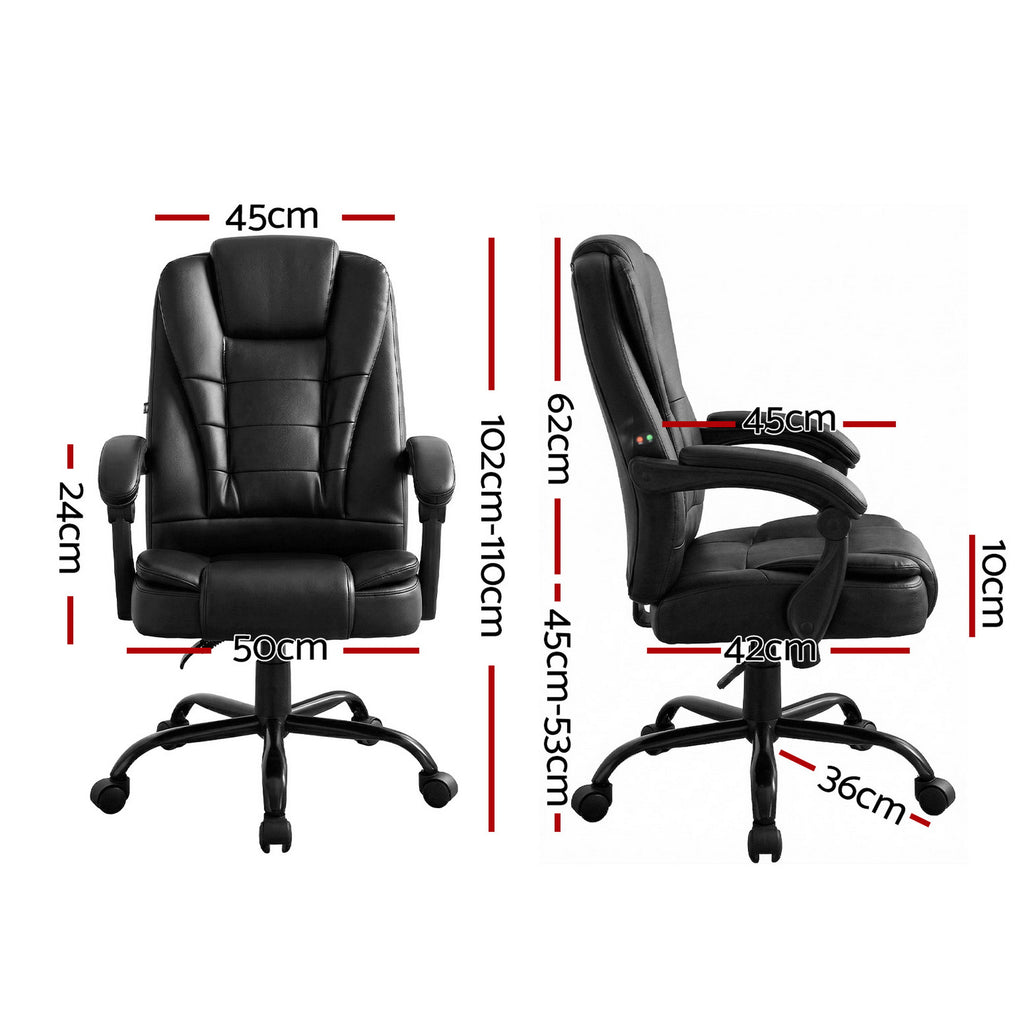Artiss Massage Office Chair Executive Computer Gaming Chairs Black PU Leather