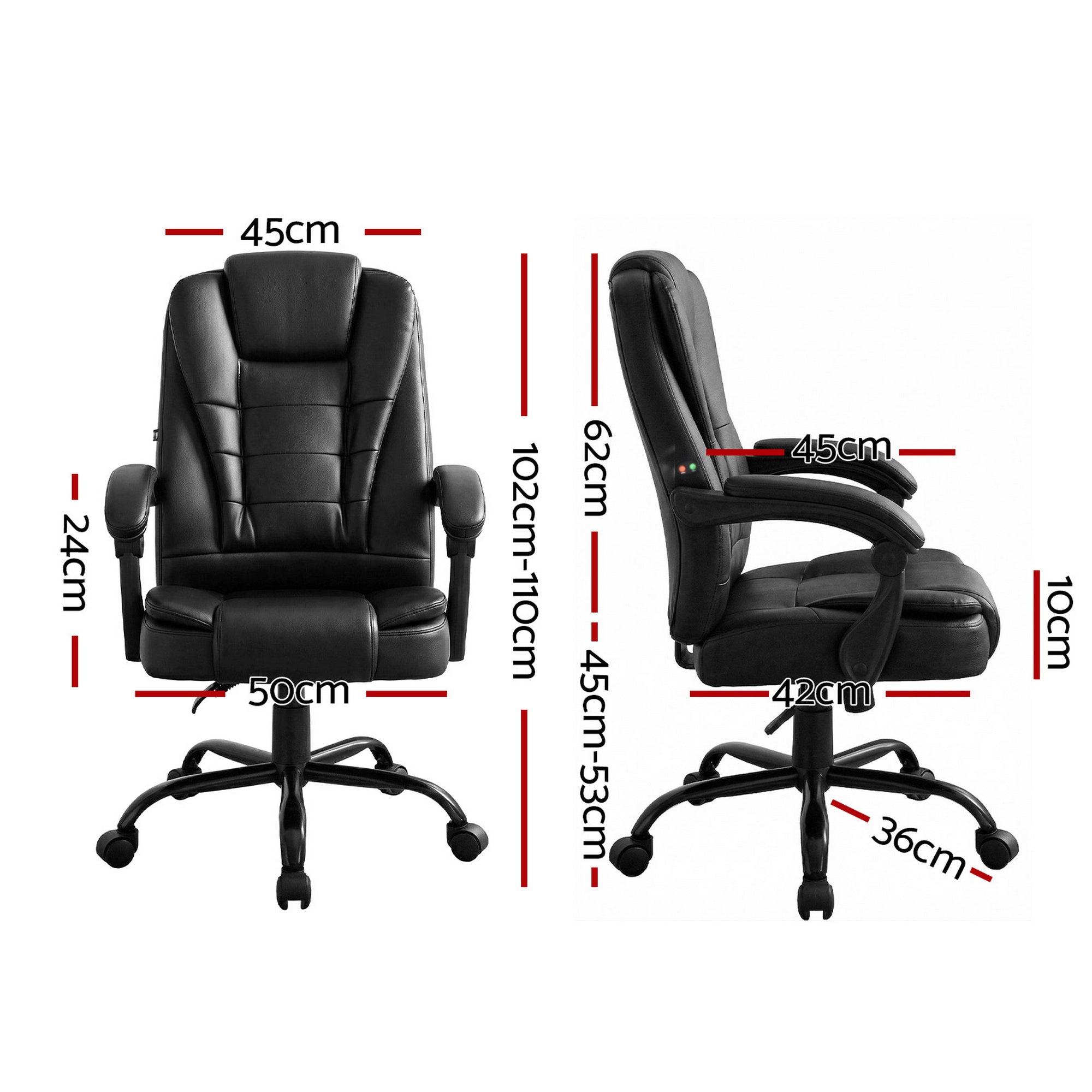 Artiss Massage Office Chair Executive Computer Gaming Chairs Black PU Leather