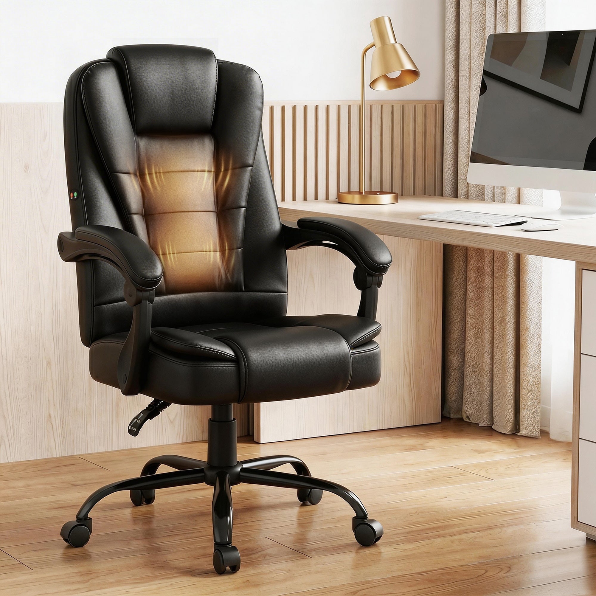 Artiss Massage Office Chair Executive Computer Gaming Chairs Black PU Leather