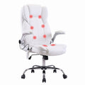 Artiss 8 Point Massage Office Chair PU Leather White