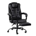 Artiss 2 Point Massage Office Chair PU Leather Footrest Black