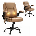 Artiss 2 Point Massage Office Chair Leather Mid Back Brown