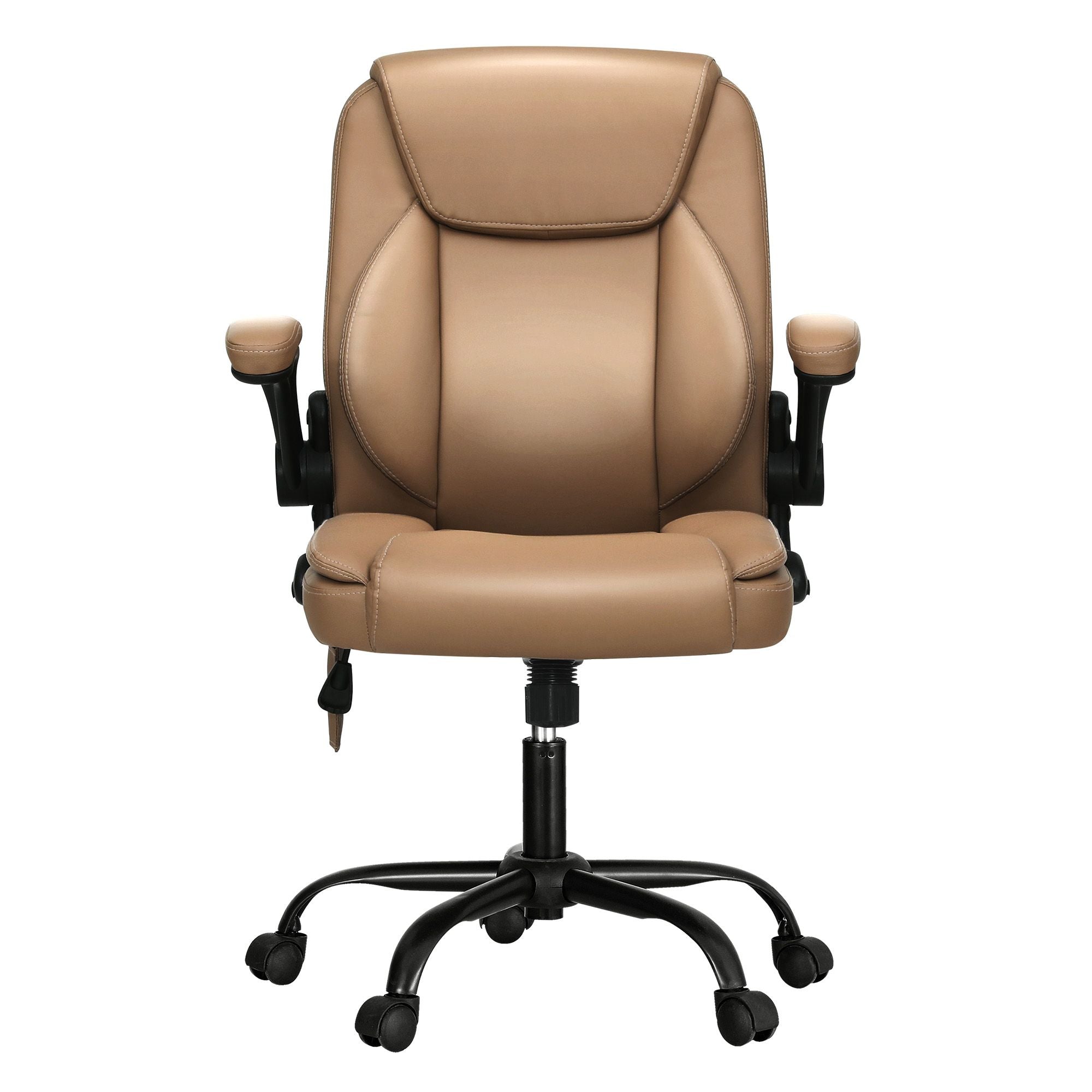 Artiss 2 Point Massage Office Chair Leather Mid Back Brown