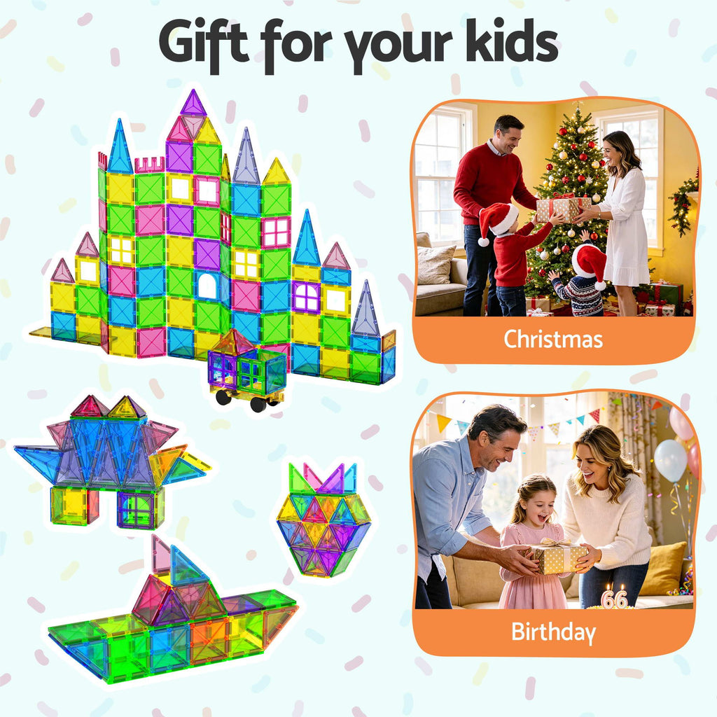Keezi 100pcs Kids Magnetic Tiles Blocks Building Educational Toys Children Gift
