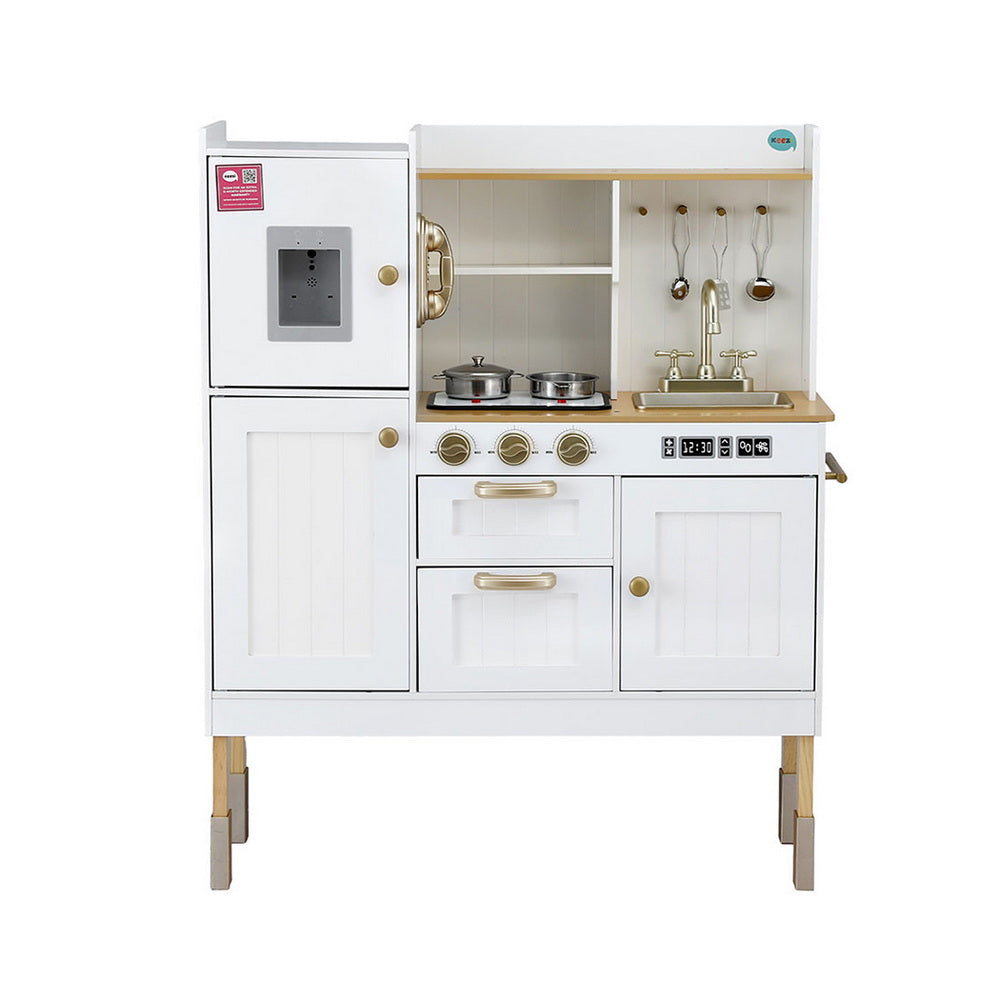 Keezi Kids Kitchen Play Set Wooden Pretend Toys Cooking Children Storage Golden