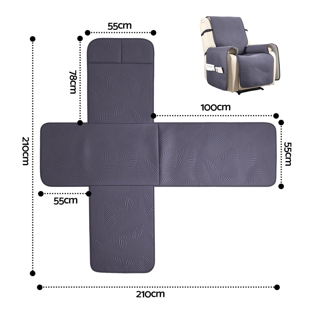 Artiss Quilted Recliner Chair Covers Water Repellent Recliner Slipcovers Grey