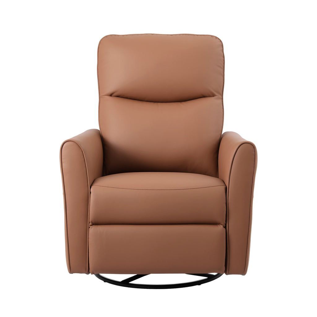 Artiss Swivel Recliner Chair PU Leather Rocking Reclining Sofa with Charging Ports LED Brown