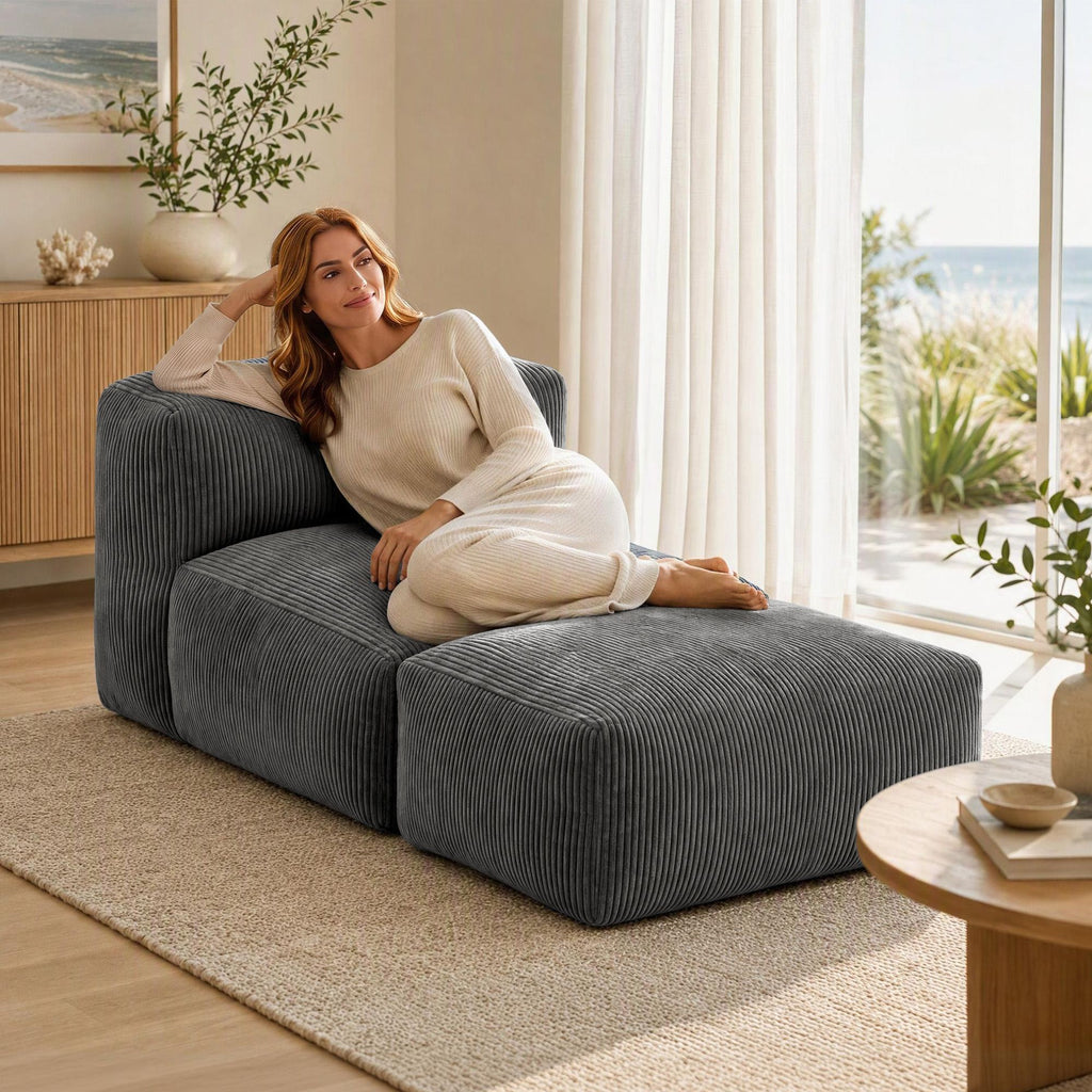 Artiss Foldable Bean Bag Sofa Bed Cloud Couch Boneless Floor Lounger Chair Grey