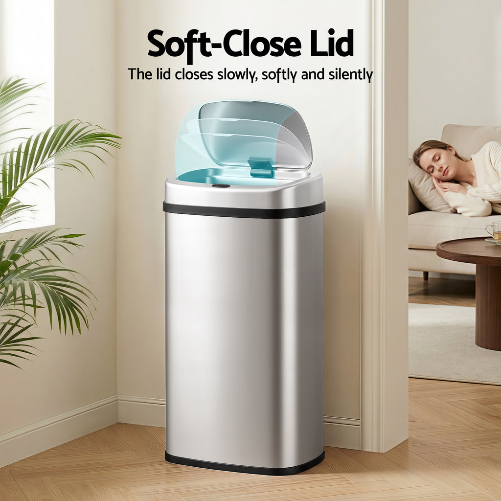 Devanti 60L Sensor Bin Motion Rubbish Automatic Silver