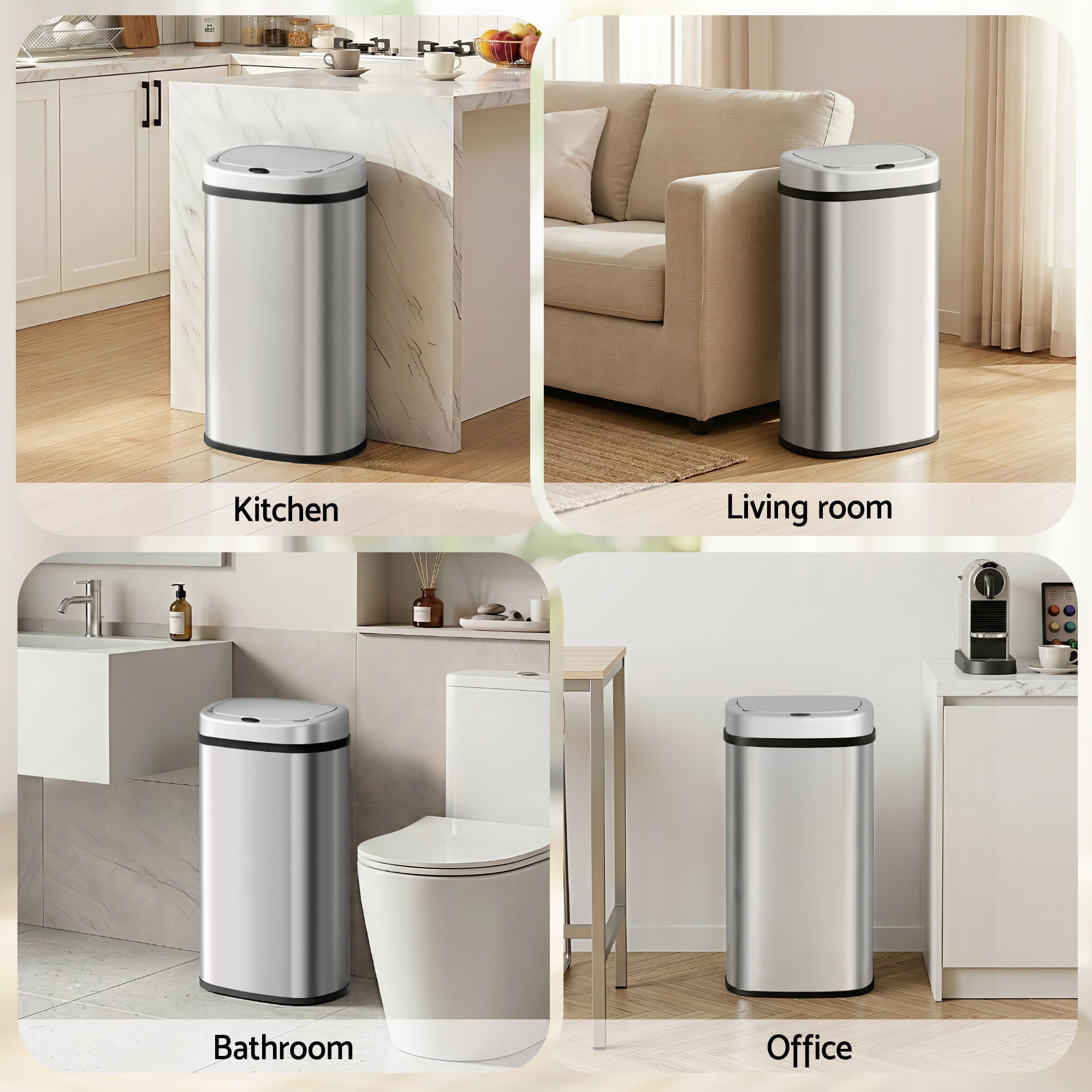 Devanti 60L Sensor Bin Motion Rubbish Automatic Silver