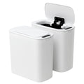 Devanti Automatic Trash Bin 2PCS with Lid 11L Motion Sensor Kitchen Bin Touchless Garbage Can Modern White Plastic Slim Rubbish Bin with Liner Holder for Kitchen, Home, Office