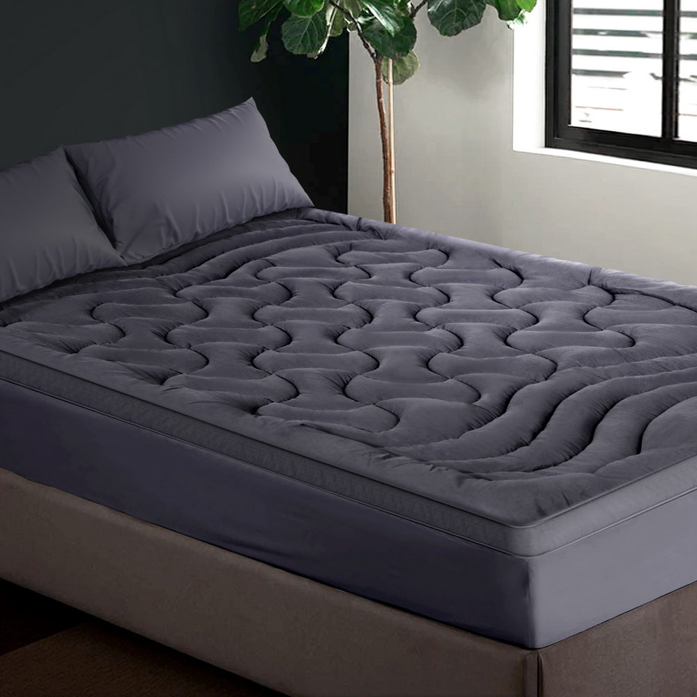 Giselle Bedding 3-Zone Pillowtop Mattress Topper 1000GSM for Back Pain Relief Washable with 45cm Deep Pocket King Single