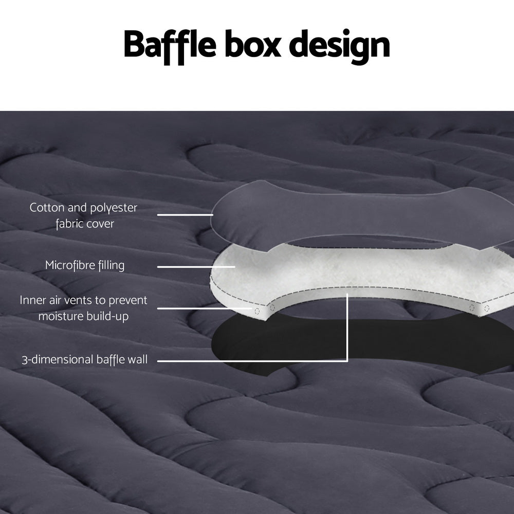 Giselle Bedding 3-Zone Pillowtop Mattress Topper 1000GSM for Back Pain Relief Washable with 45cm Deep Pocket Queen