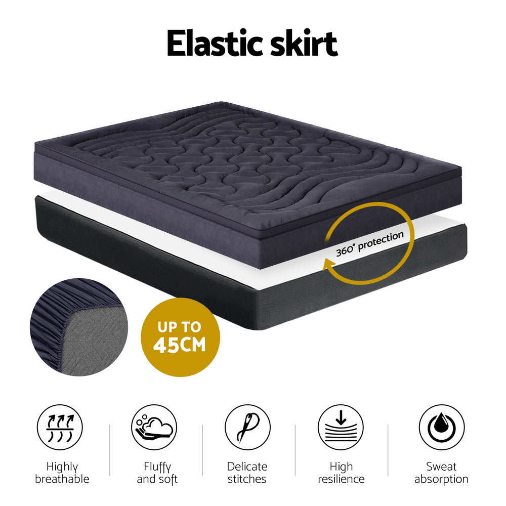 Giselle Bedding 3-Zone Pillowtop Mattress Topper 1000GSM for Back Pain Relief Washable with 45cm Deep Pocket Queen