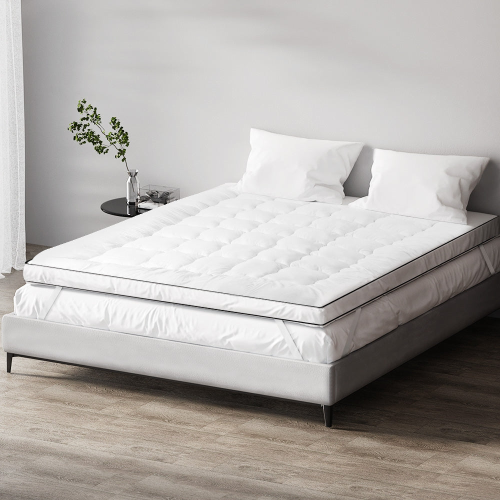 Giselle Bedding Pillowtop Mattress Topper 5cm Thick Mattress Pad for Back Pain Relief & Old Beds Machine Washable 500GSM Breathable Protector King Single