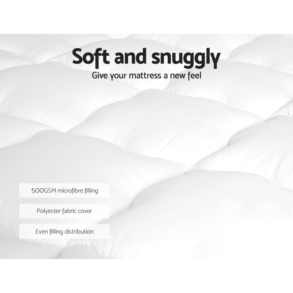 Giselle Bedding Pillowtop Mattress Topper 5cm Thick Mattress Pad for Back Pain Relief & Old Beds Machine Washable 500GSM Breathable Protector King Single