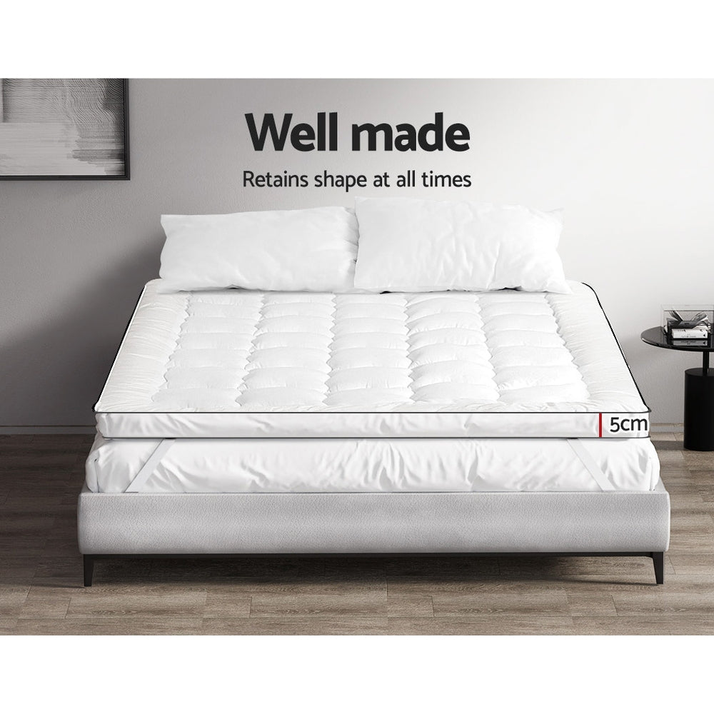 Giselle Bedding Pillowtop Mattress Topper 5cm Thick Mattress Pad for Back Pain Relief & Old Beds Machine Washable 500GSM Breathable Protector Queen