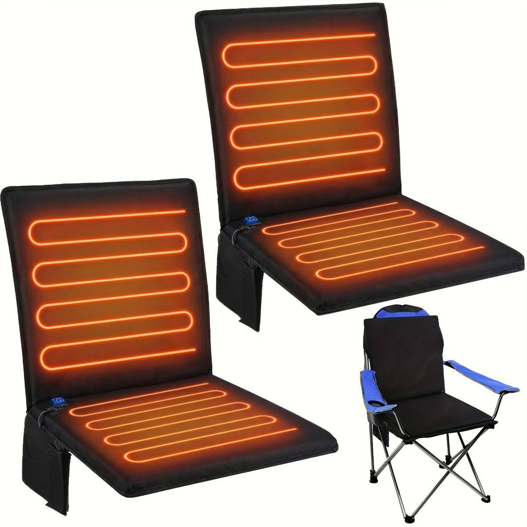 Portable Heated Seat Cushion Foldable Heating Pad 3-Mode Adjustable USB-Powered - Black - Size 45cm