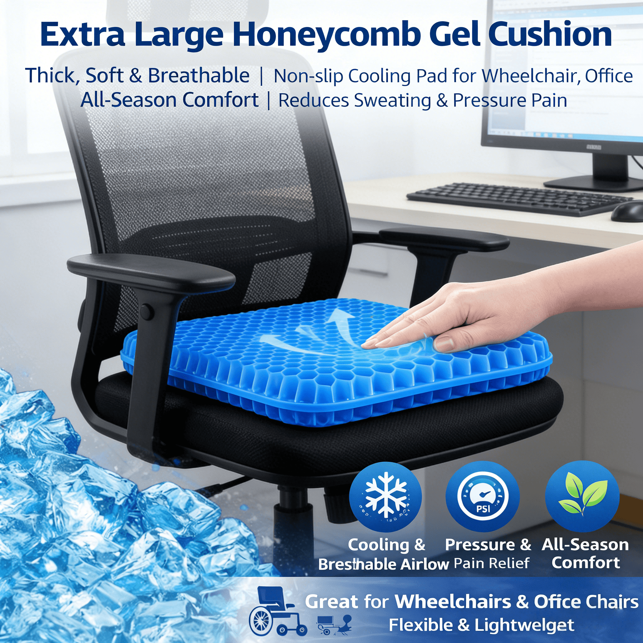 sofa seat cushion, gel cushion, breathable cushion, pain relief cushion, honeycomb cushion, Australian sofa accessory