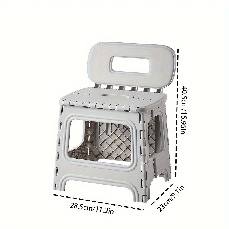 Green folding plastic stool, stool with backrest, portable stool, durable stool, comfortable seating, extra seating, step stool, camping stool, Australian home, space-saving furniture